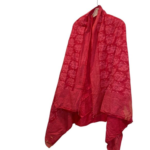 roberta roller rabbit hot pink Indian Block Print beaded corner cover up pareo - Picture 1 of 5